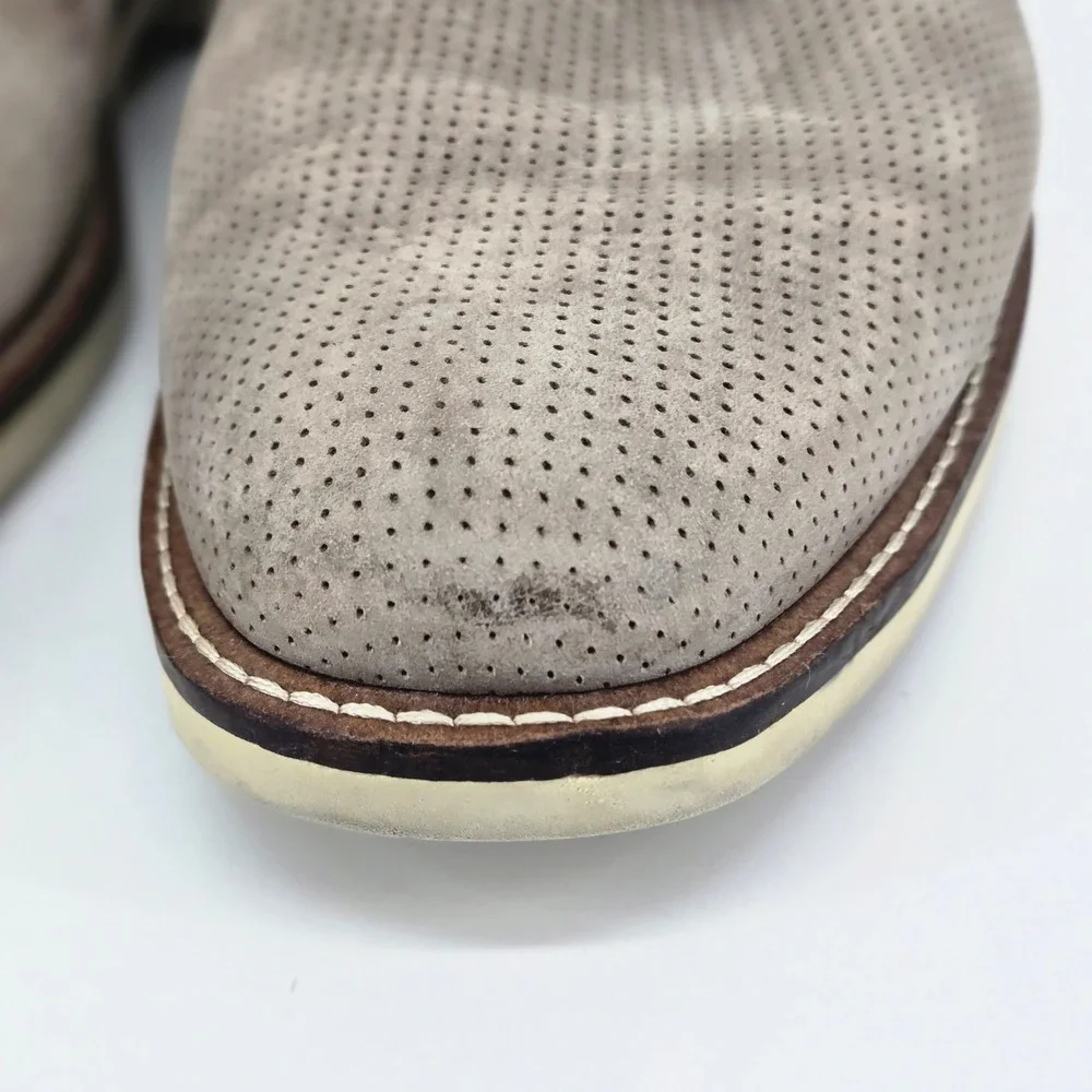 Ecco Melbourne Perforated Grey Nubuck Leather Derby Dress Shoes Men 45 US 11 GUC